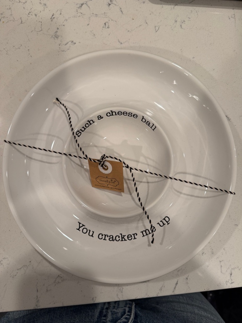 Mud Pie White Ceramic Snack Bowl with Black Lettering - 'You Cracker Me Up'